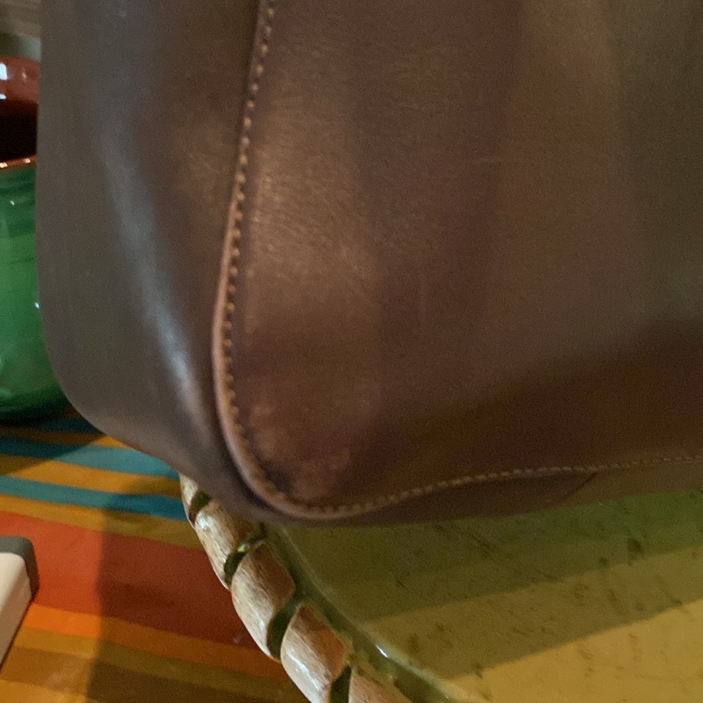 Coach Brown Leather Top Handle Turnlock Pocket Zipper Satchel Shoulder Bag - Picture 12 of 16